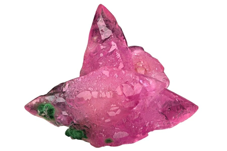 Deep pink Calcite with green Malachite crystals