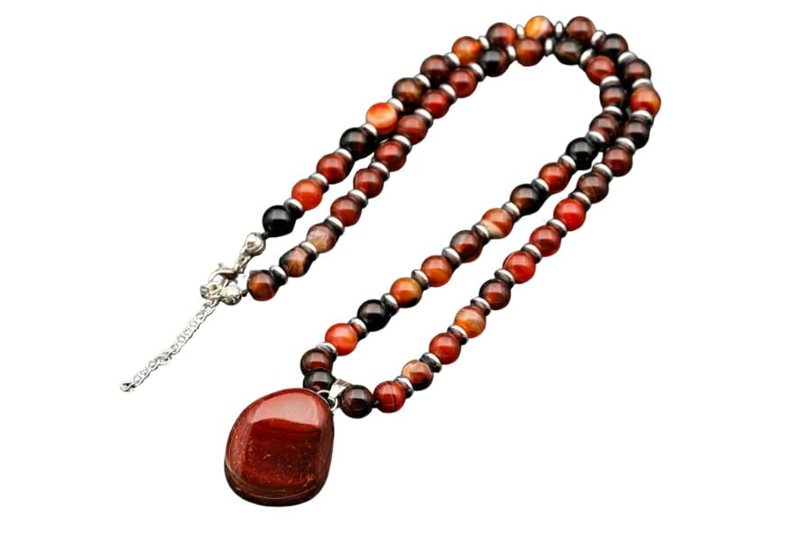 Necklace made out of different colors of Carnelian beads