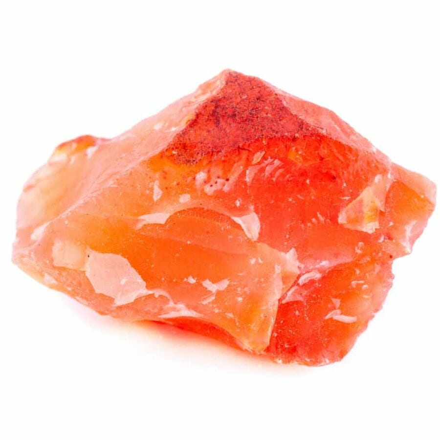 A beautiful bright orange carnelian gemstone with white spots