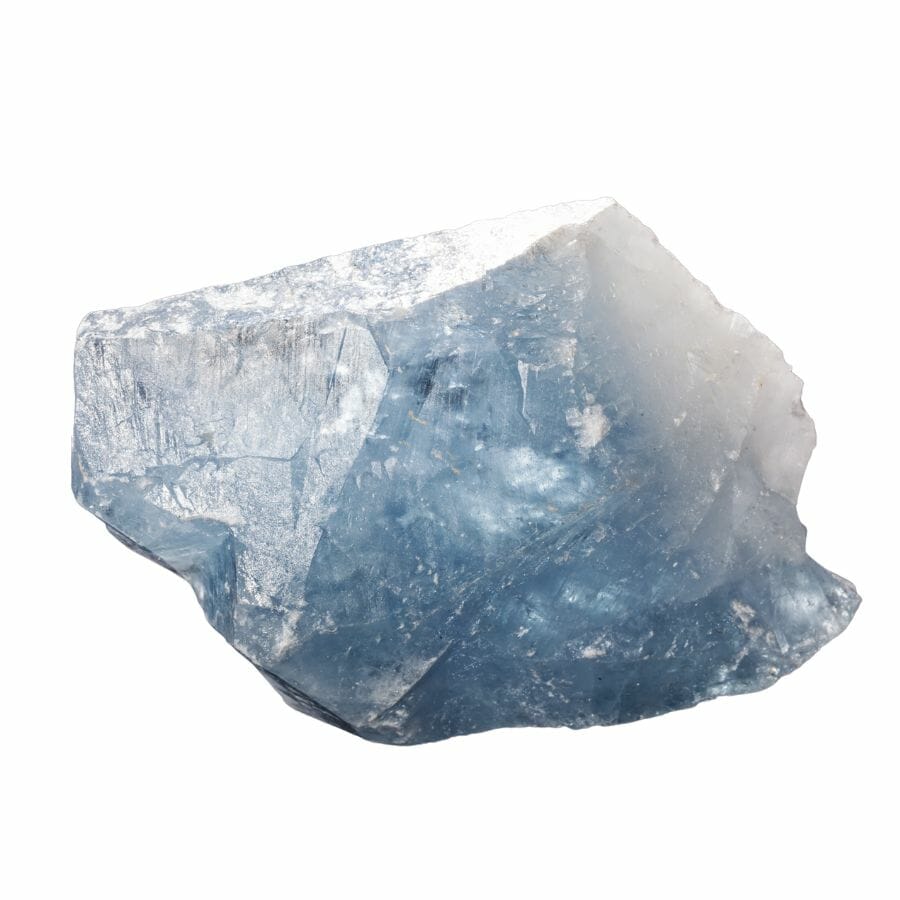 An elegant celestite with a gradient sky blue and white hues