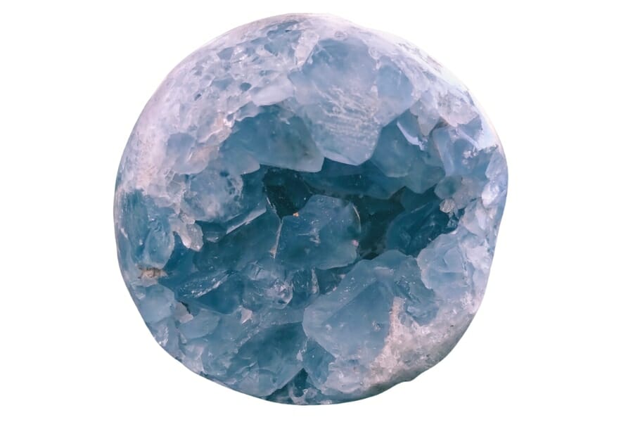 Spherical Geode with grayish blue Celestite crystals