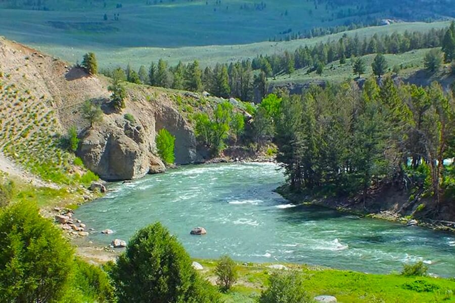 Winding waters of Cheyenne River and its surrounding landscapes