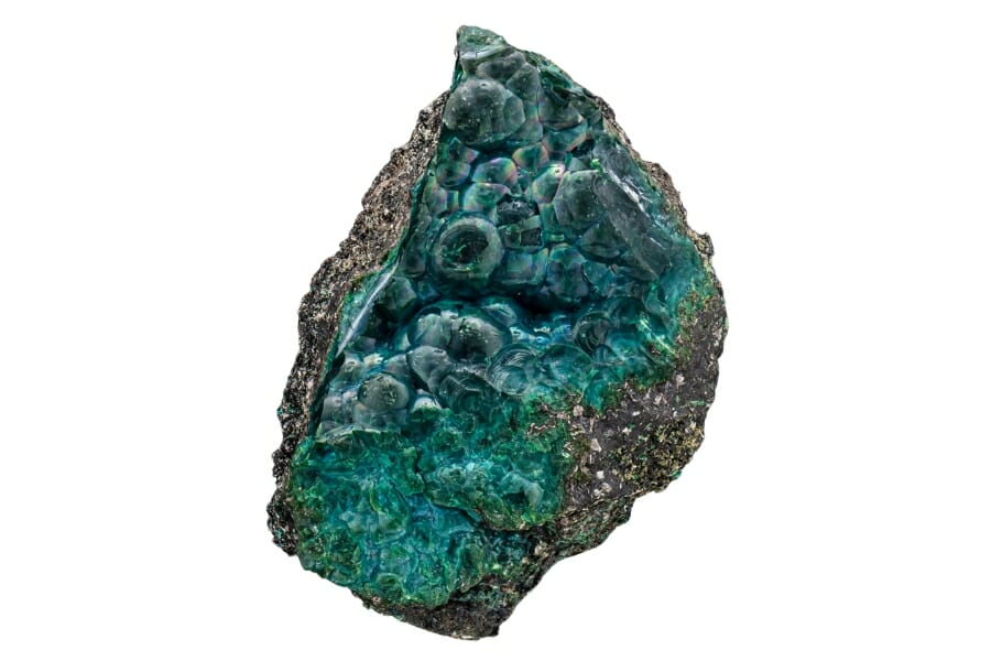 Blue green Chrysocolla on black matrix