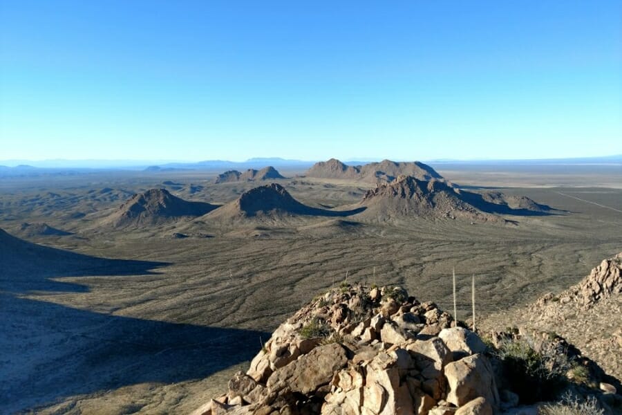 A picturesque view of the Dona Ana Mountain ranges where obsidians can be found