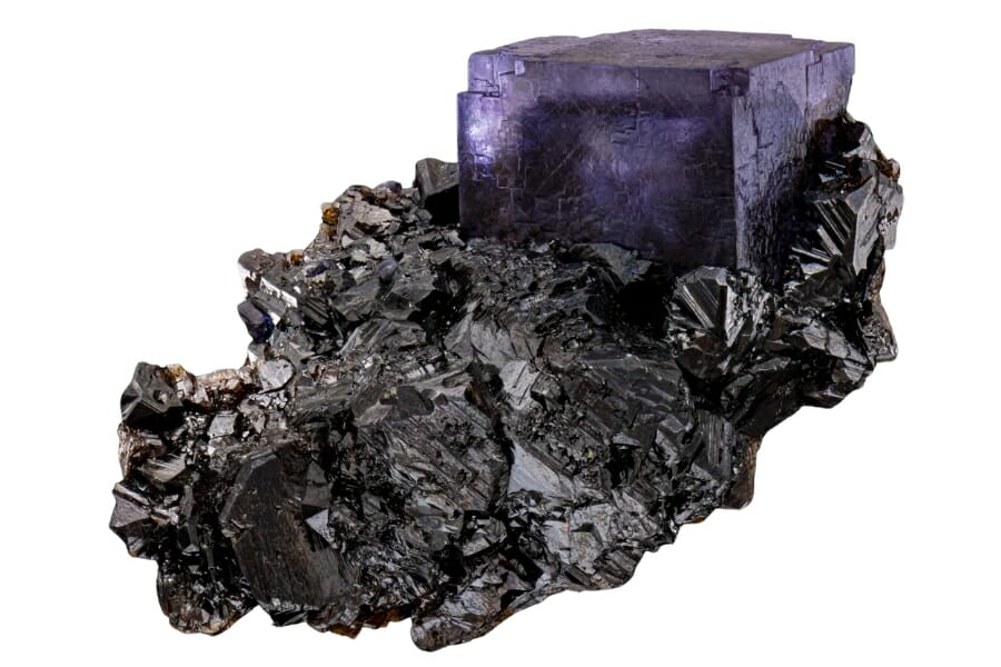 Purple Fluorite on red-brown Sphalerite