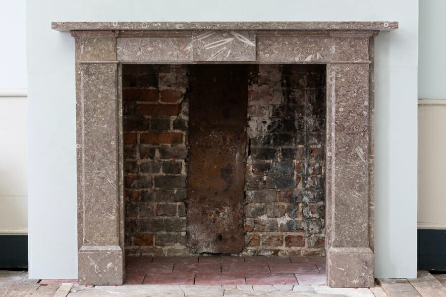A fire place made of Fossiliferous Limestone