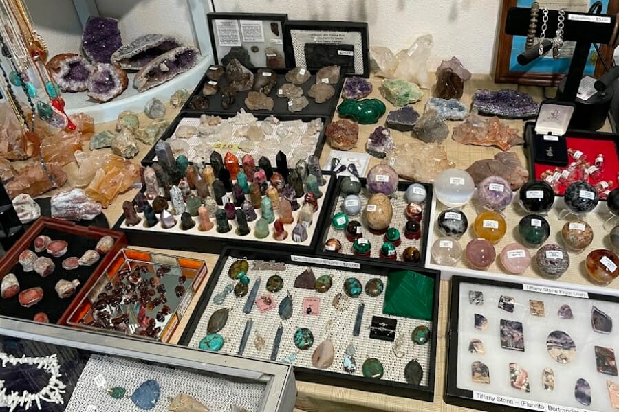 Some of the rock and mineral selections at Jim's Gem & Jewelry