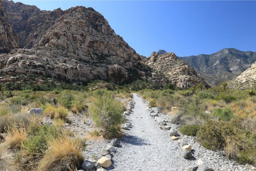 A trail full of rocks and gravels leading to the Lost Creek Canyon where minerals can be found