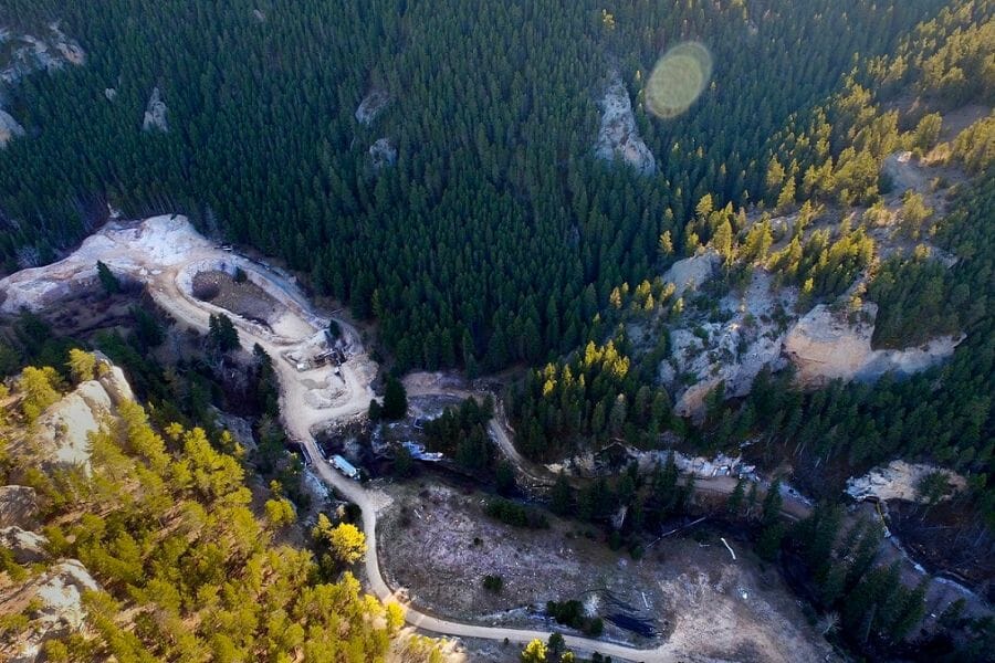 Aerial view of the landscapes of Yogo Gulch