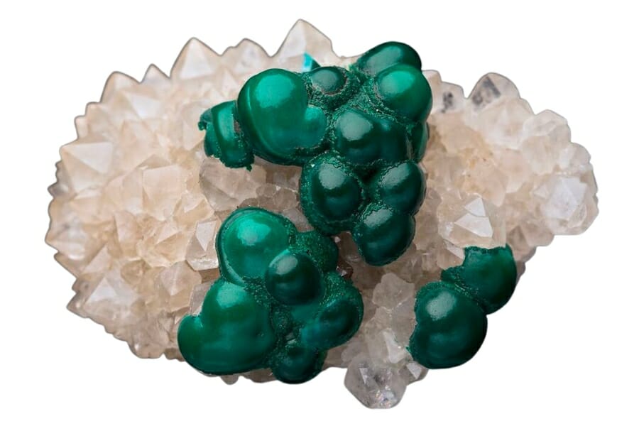 Vibrant green Malachite on white Quartz