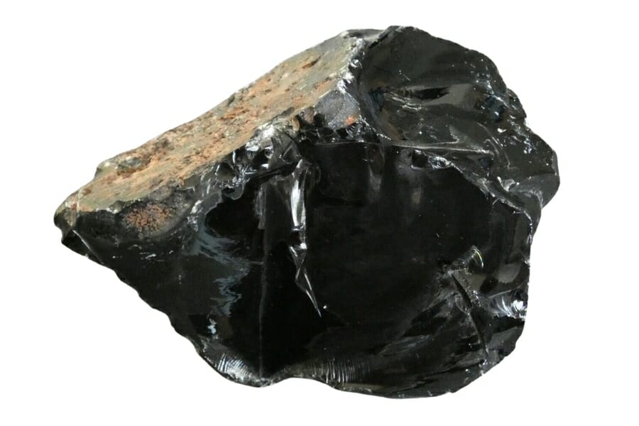 A unique black rock obsidian with a distinctive surface