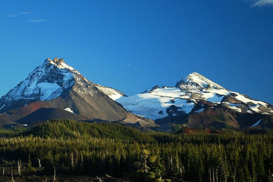 The two snowy peaks of North Sister Mountains