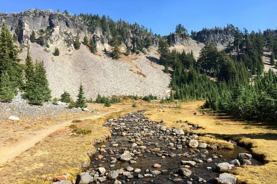 Hiking trail of the Obsidian Cliffs where obsidians are primarily found