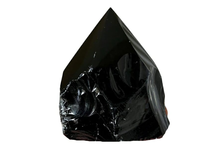 Beautiful black obsidian with a pointy peak and shiny body
