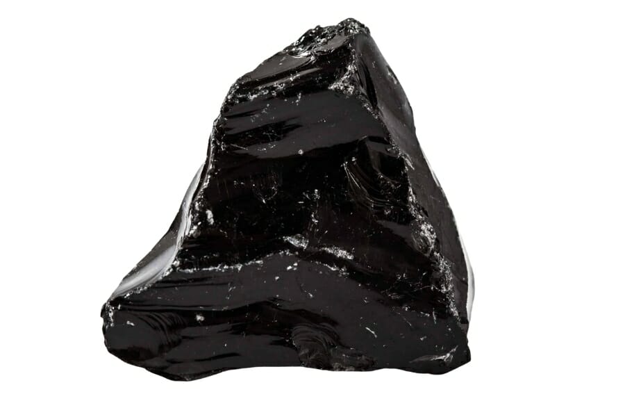 A stunning obsidian with white spots and unique surface 