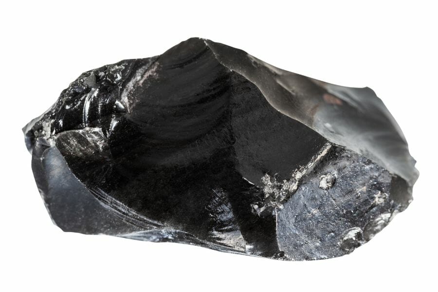 A gorgeous obsidian stone with streaks of white