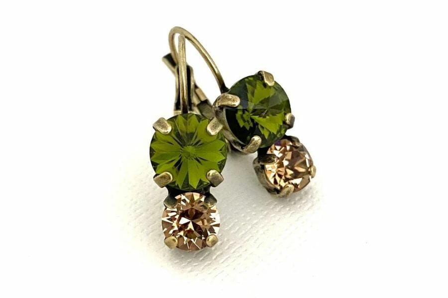 A luxurious pair of olivine earrings