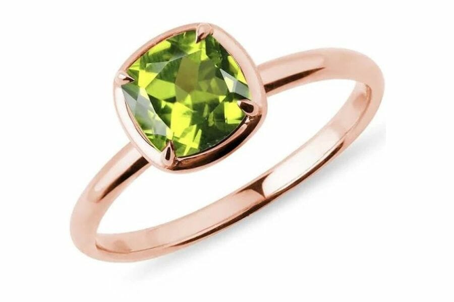 A gorgeous olivine rose gold ring