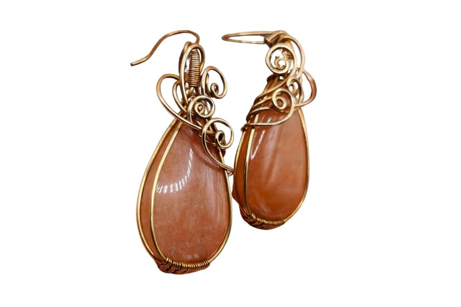 A pair of beautiful gold earrings with Pink Amazonite