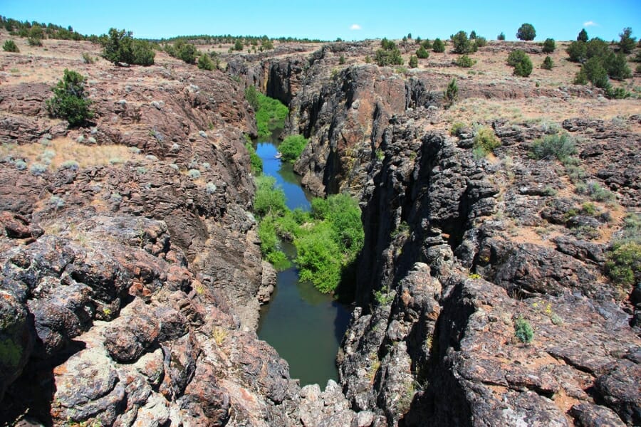 Aerial view of the Pole Creek and its surrounding rock formations