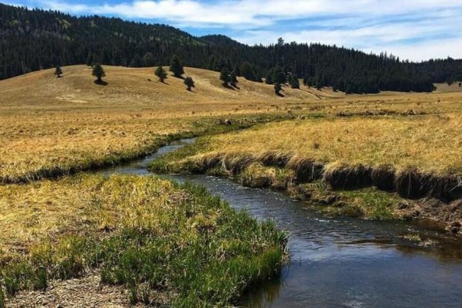 The San Antonio Creek flowing quietly and calmly 