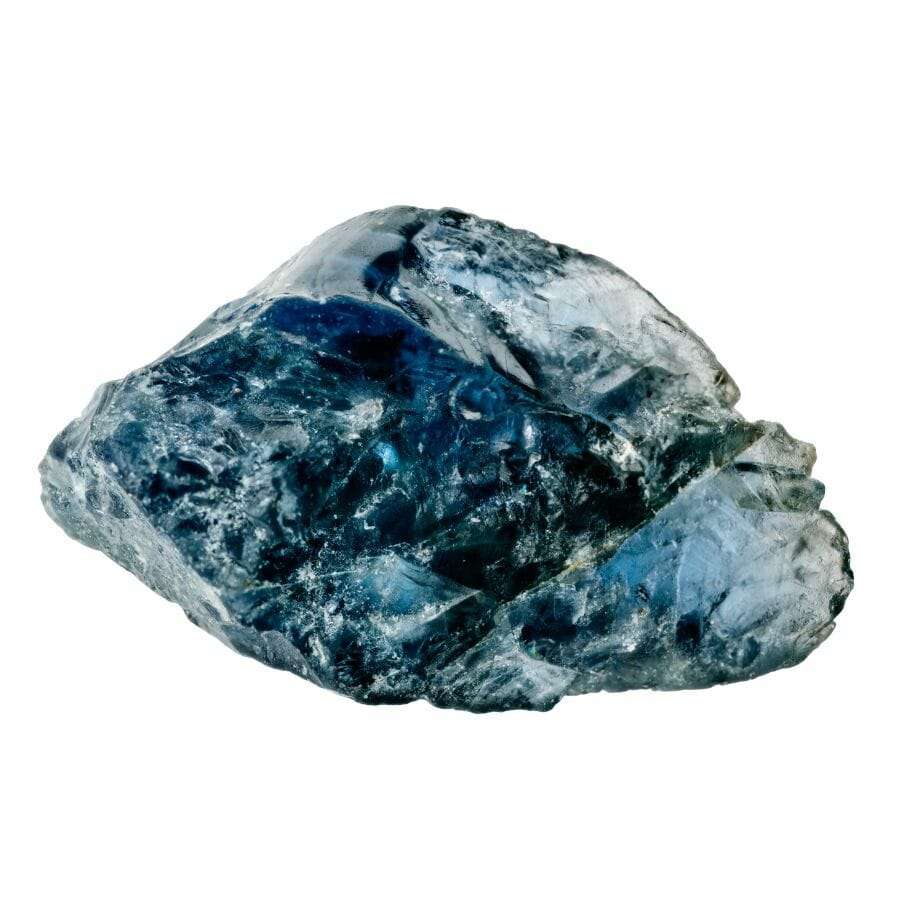 A majestic blue sapphire with white inclusions