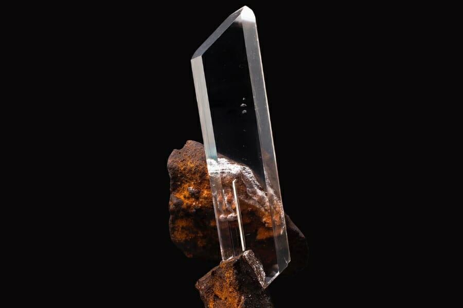 Crystal-clear Selenite on black background