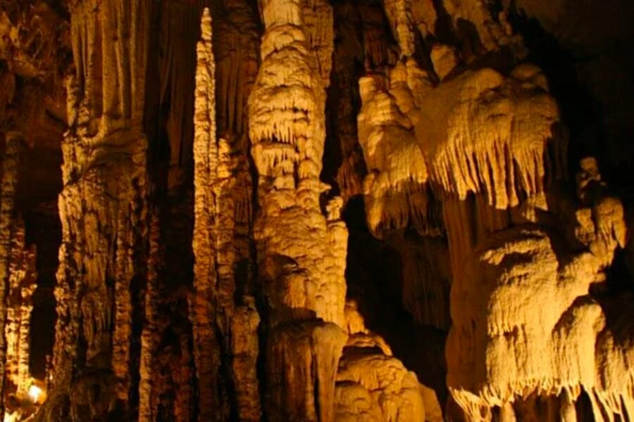 Interesting rock formations inside Smoke Hole Caverns