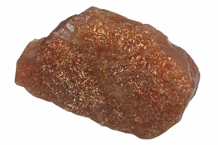 A beautiful sparkling sunstone with a smooth surface