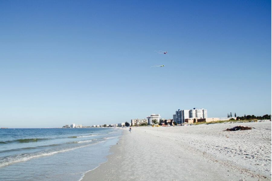 Pristine beach with white sands at Tampa Bay where agates are found