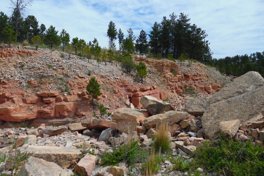 Area gravels and diggings at Teepee Canyon