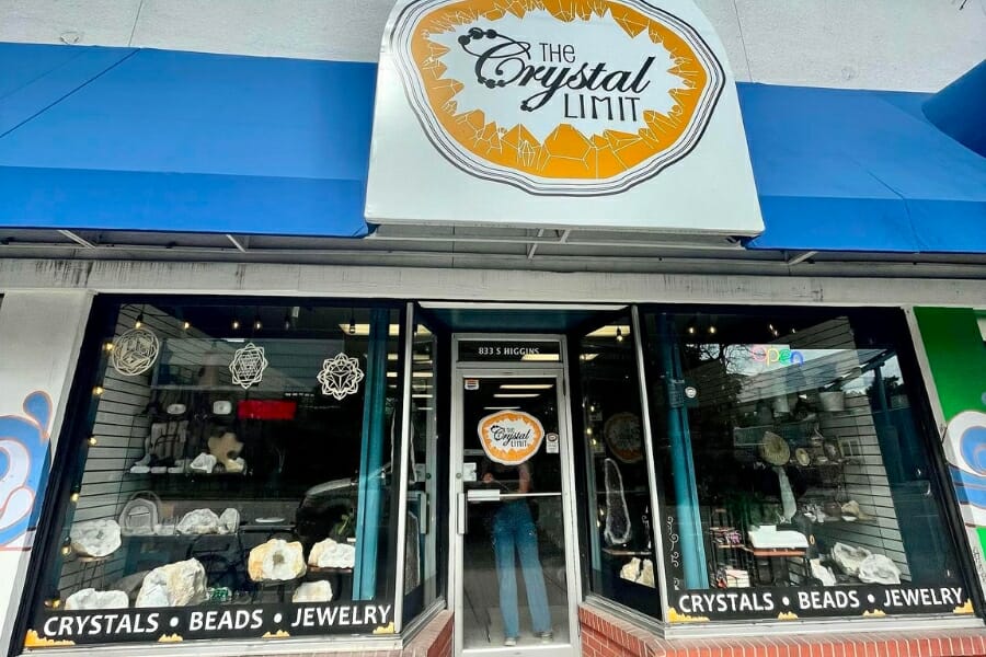 Front store window of The Crystal Limit