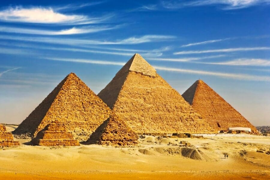 The Pyramid of Giza, made of Limestone, on daytime