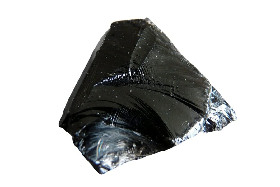 A stunning black obsidian with a glass smooth surface