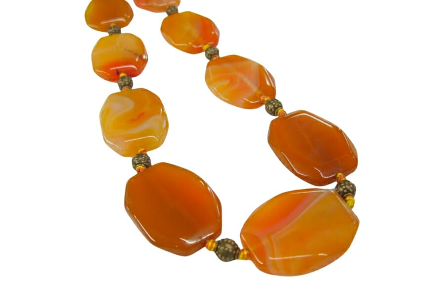 Necklace made out of big polished pieces of Yellow and Orange Carnelian