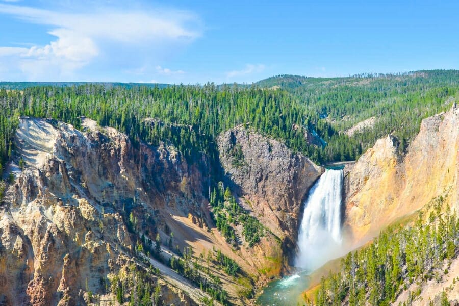 A wide view of the stunning landscapes of the Yellowstone National Park where the Yellowstone Obsidian Outcrop Occurrence is located
