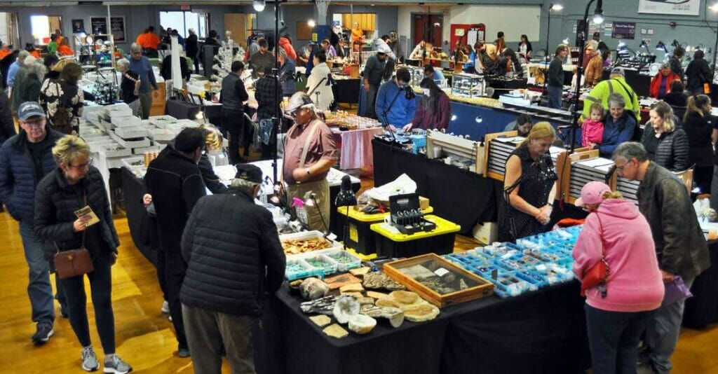 A rock show full of rockhounds organized by the Penobscot Mineral and Lapidary Club