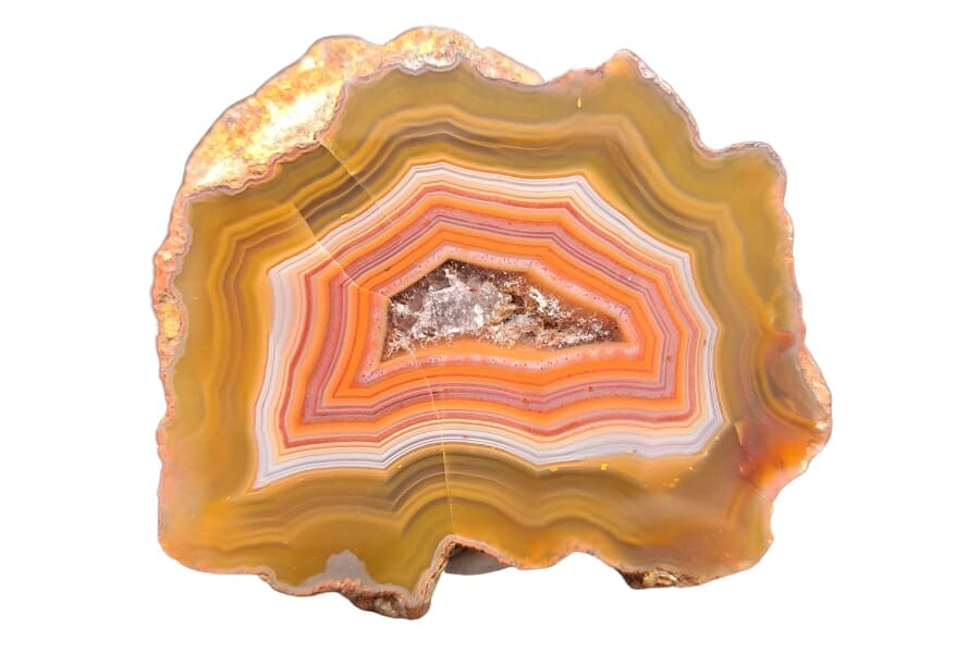 A stunning agate rock with a gorgeous pattern in different hues