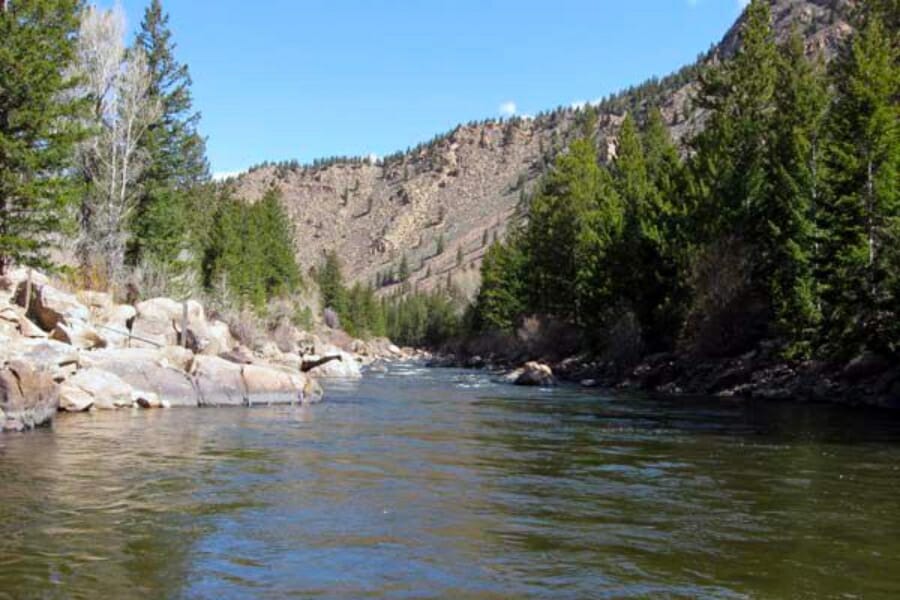 Waters and surrounding landscapes and rock formations at Arkansas River