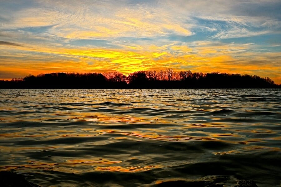 A beautiful sunset over the Big Creek and its calm waters