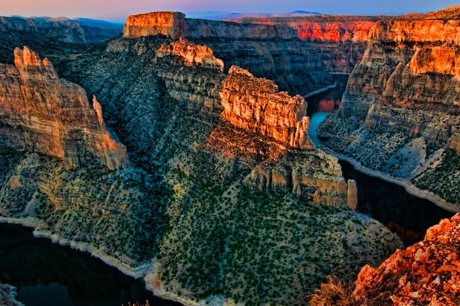 Aerial view of the stunning formations at the Big Horn Canyon