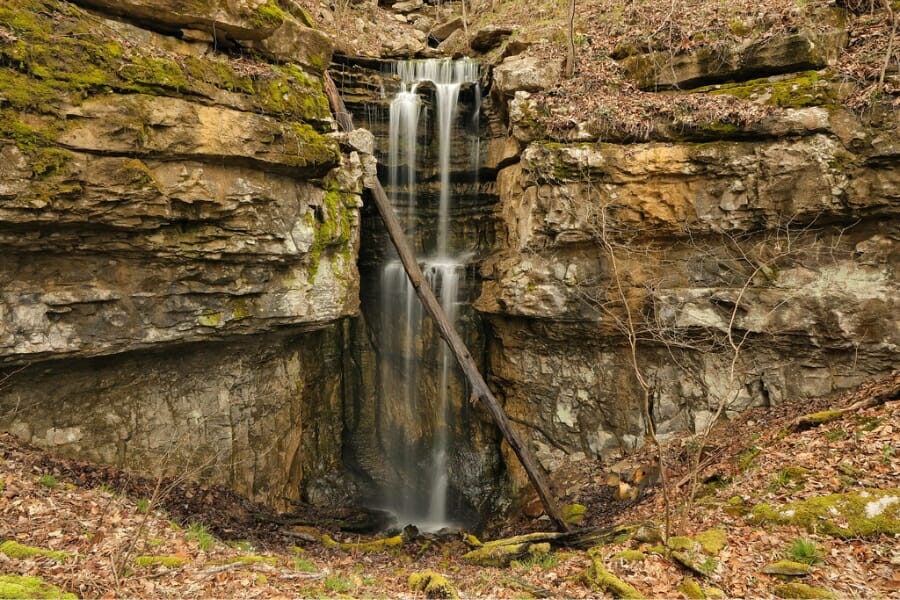 A waterfall at the Bingham Mountain where agates can be found