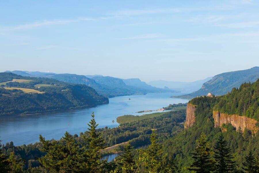 Stunning aerial view of the Columbia River and the entire Gorge