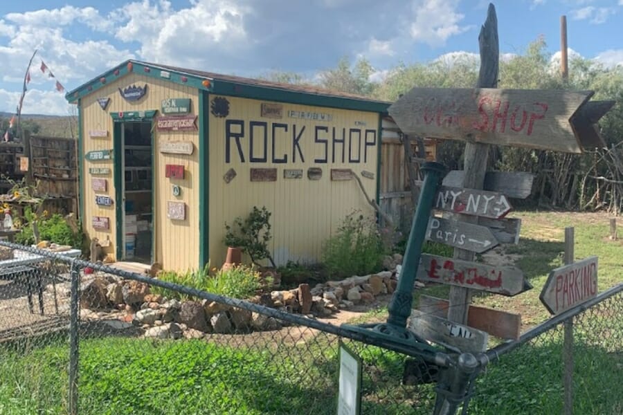 The Escalante Rock Shop in Utah where you can find and buy petrified wood specimens