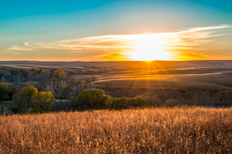 Sunset view of the Flint Hills