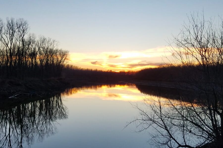 Breathtaking view of the Grand River at sunset