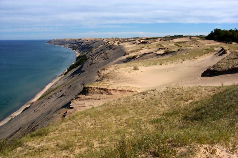 An aerial view of the Grand Sable Dunes at Michigan