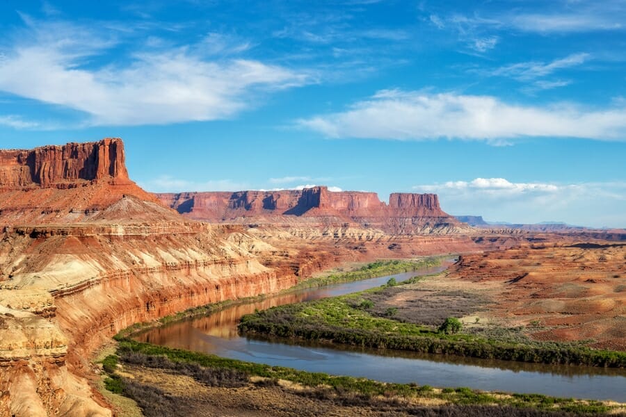 A nice view of the Green River flowing through canyons