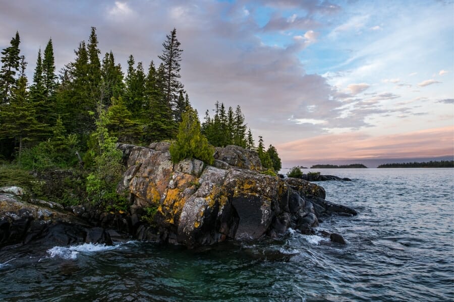 A nice rocky area of the Isle Royale National Park 