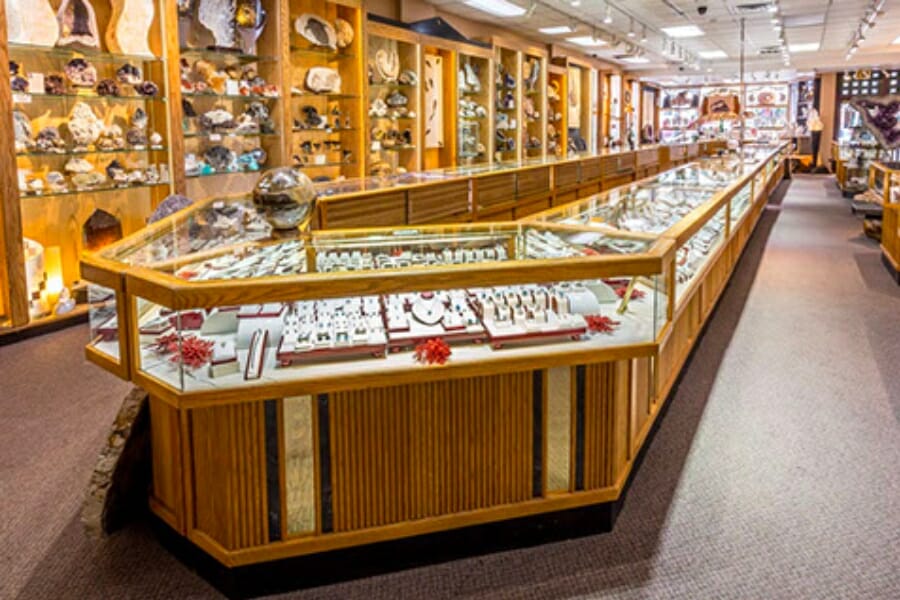 Amazing showroom of Jewelry & Fossils Shop of Steamboat